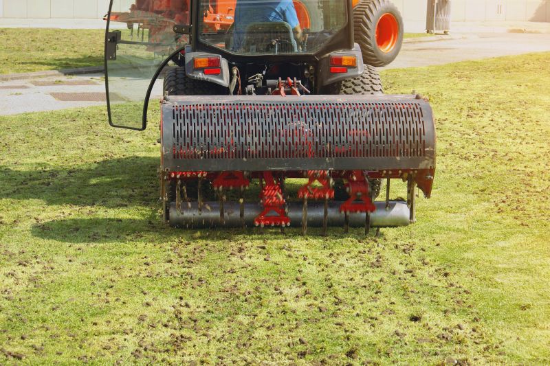 Lawn Aeration Equipment in Use
